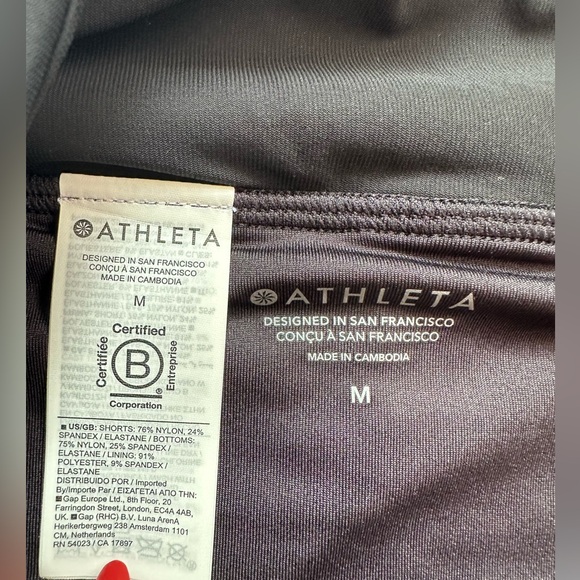 Athleta‎ Black Athletic Run Shorts Women’s Sz Medium New with tags High Rise Gym - Picture 3 of 8